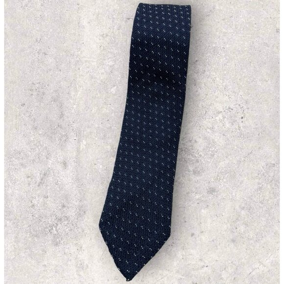 IL PORTONE Silk Tie ITALY XL Navy Geometric W:2.7" EUC - Picture 1 of 7